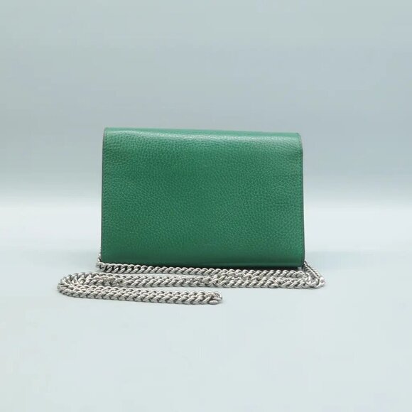 Authentic GUCCI Dionysus Chain Wallet Green Leather Shoulder Bag 1020-062824 - Picture 2 of 12